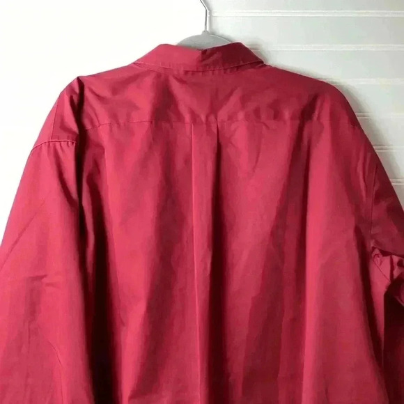 LL Bean Mens Wrinkle Free Long Sleeve Button Down Dress Shirt Wine Maroon Sz XL - Picture 5 of 8